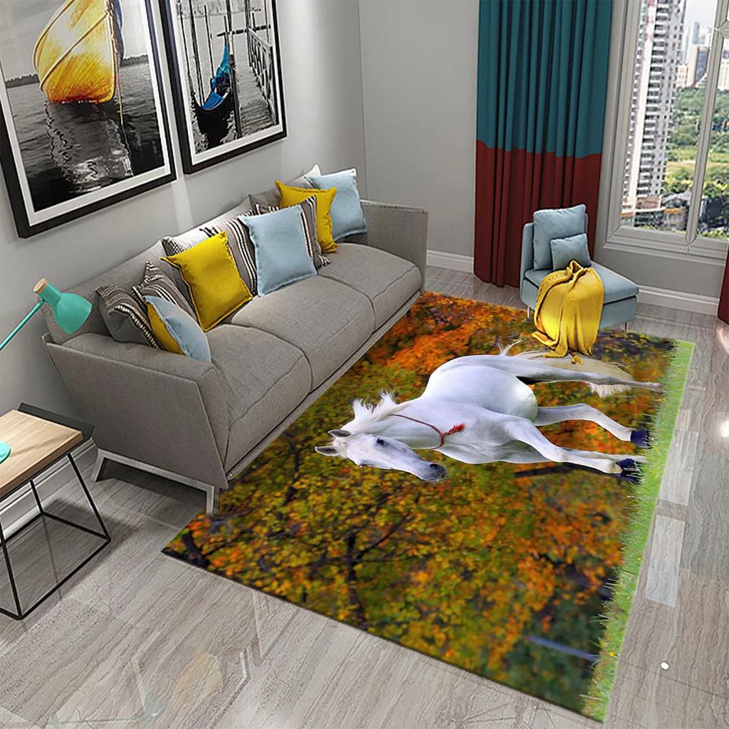 3D Horses Carpet Running Animal Carpet for Bathroom Entrance Door Mat Living Room Kitchen Non-Slip Carpet Bedroom Doormat Rugs