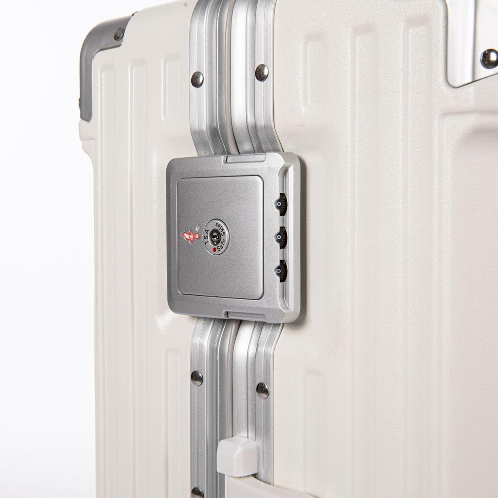 24" Aluminum Frame Luggage: Silent Zipper Trolley with Combination Lock, Universal Wheels, Wear-Resistant