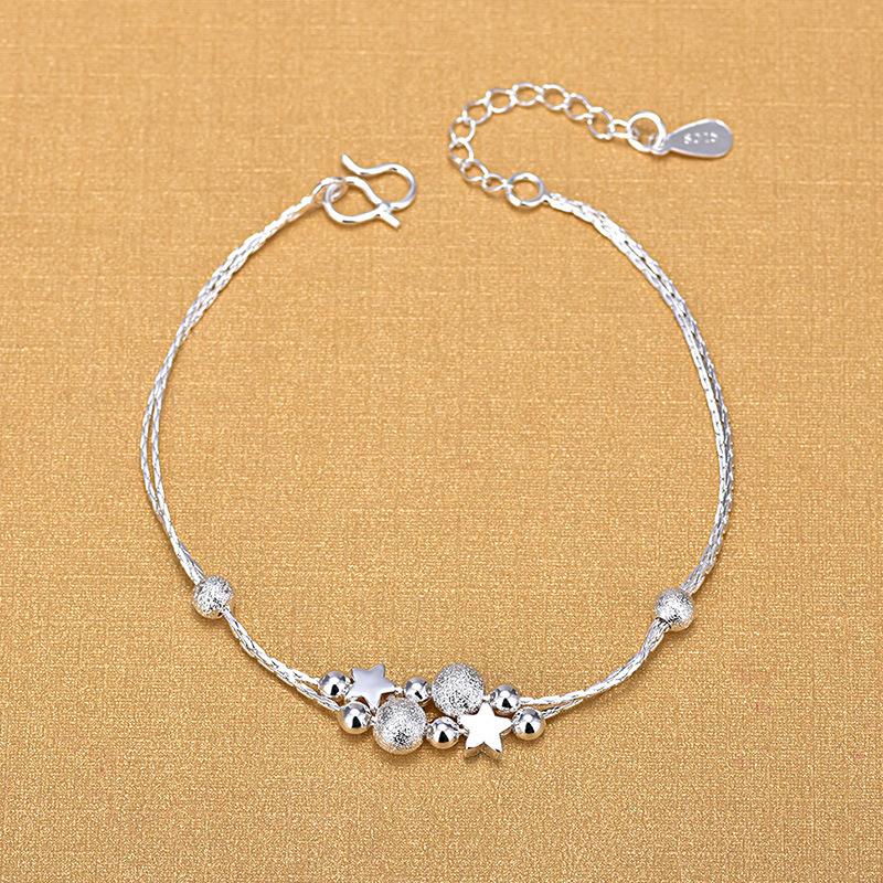 925 Silver Heart Shaped Bracelet For Women Retro Versatile Pink Crystal Charm Bracelets Party Jewelry