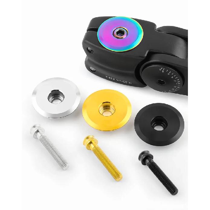 MUQZI Titanium Top Cap MTB Headset Top Cap MTB Road Folding Bike Headset Stem Cover with Titanium Bolt M6 X 35mm