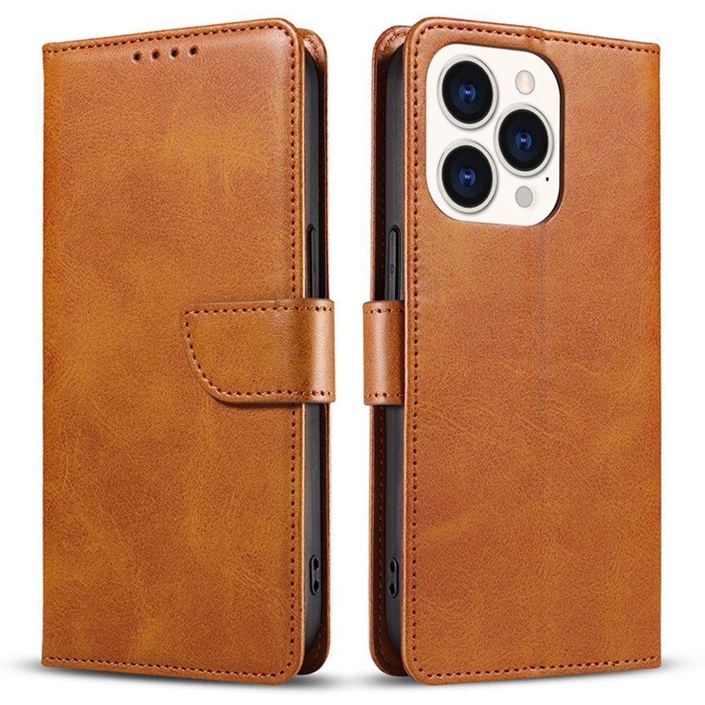 For iPhone 16 Pro Max Case Calf Texture Magnetic Clasp Wallet PU Leather Phone Cover