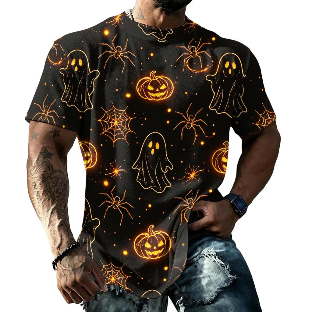 Unisex Loose Fit Casual Short Sleeve T-Shirt Halloween Themed Graphic Print Top Comfortable Everyday Wear