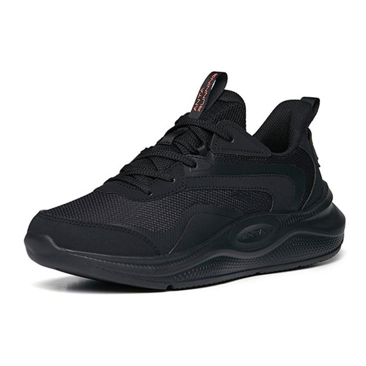 new Anta Cushioned Anti Slip Wear Resistant Breathable Lightweight Low Top Running Shoes Men's Black Mesh