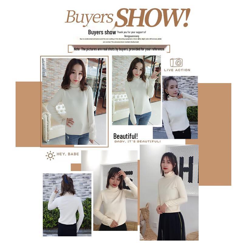Hengyuanxiang Women's 100% Pure Wool High-Neck Sweater