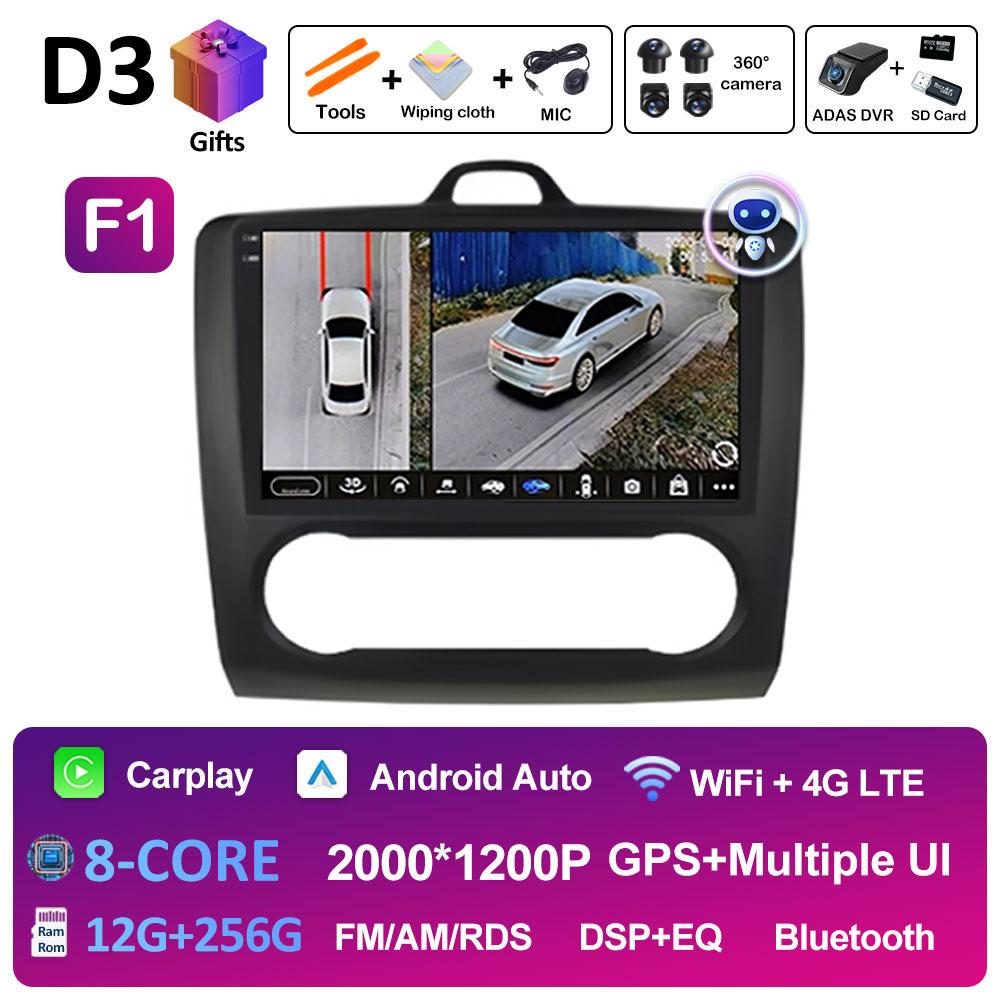 Android Auto Wireless Carplay For Ford Focus 2 3 Mk2 Mk3 2004 2005 2006 2007 2008 - 2011 Car Video Player 2.5D Touch Screen WIFI