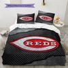 Cincinnati Reds Pattern Bedding Set Quilt Cover Pillowcase Home Decor Gift (1 * Duvet Cover + 2 * Pillowcase, Without Core)