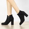 Allegra K Women's Black Ankle Boots with Chunky Block Heels, Size 25.0cm