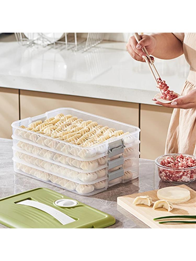 Home Multi-Layer Dumpling Box, Frozen Dumpling Special Kitchen Refrigerator Storage Box, Fresh-Keeping Box With Timer Function