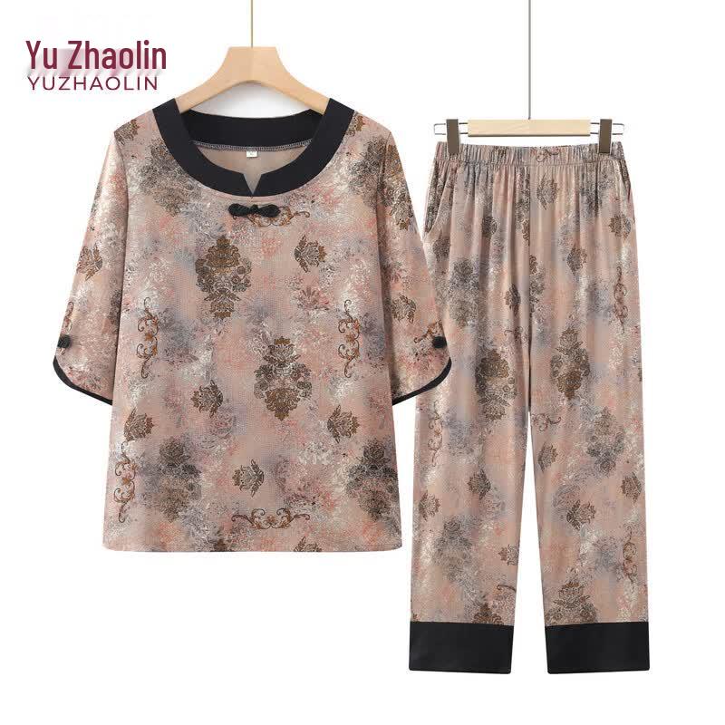 YUZHAOLIN Women s Short Sleeve Summer Outfit for Elderly XL
