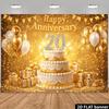 2D Gold 20th Anniversary Backdrop with Cake, Gifts & Sparkle Banner