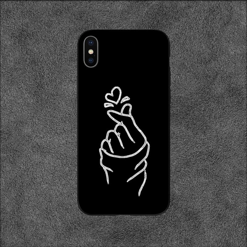 Love On the Finger Kpop Heart Phone Case For iPhone 11 12 Mini 13 14 Pro XS Max X 8 7 6s Plus SE XR Shell