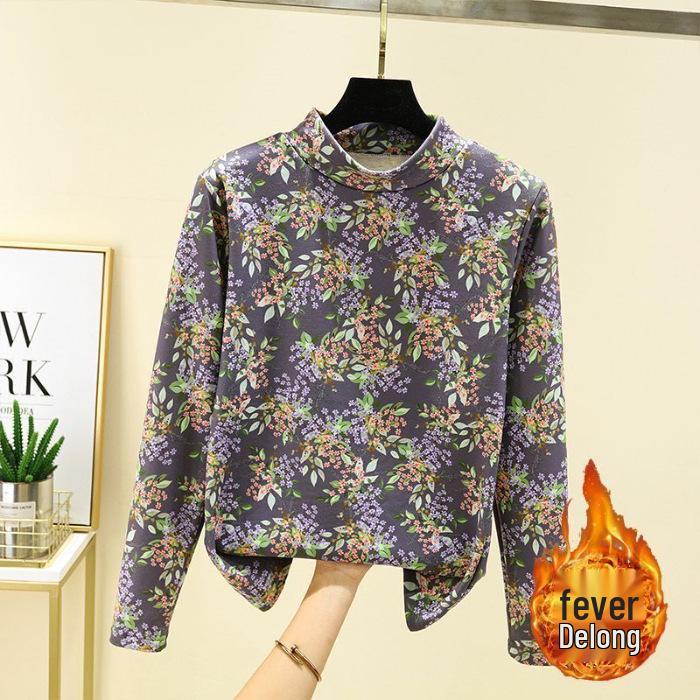 Maternity Warm Autumn/Winter Plus Size Printed Slim Fit Long Sleeve Turtleneck for Women 4XL