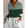 Plus Size, Plus Size Women's Casual Contrast Stripe Print Shirt