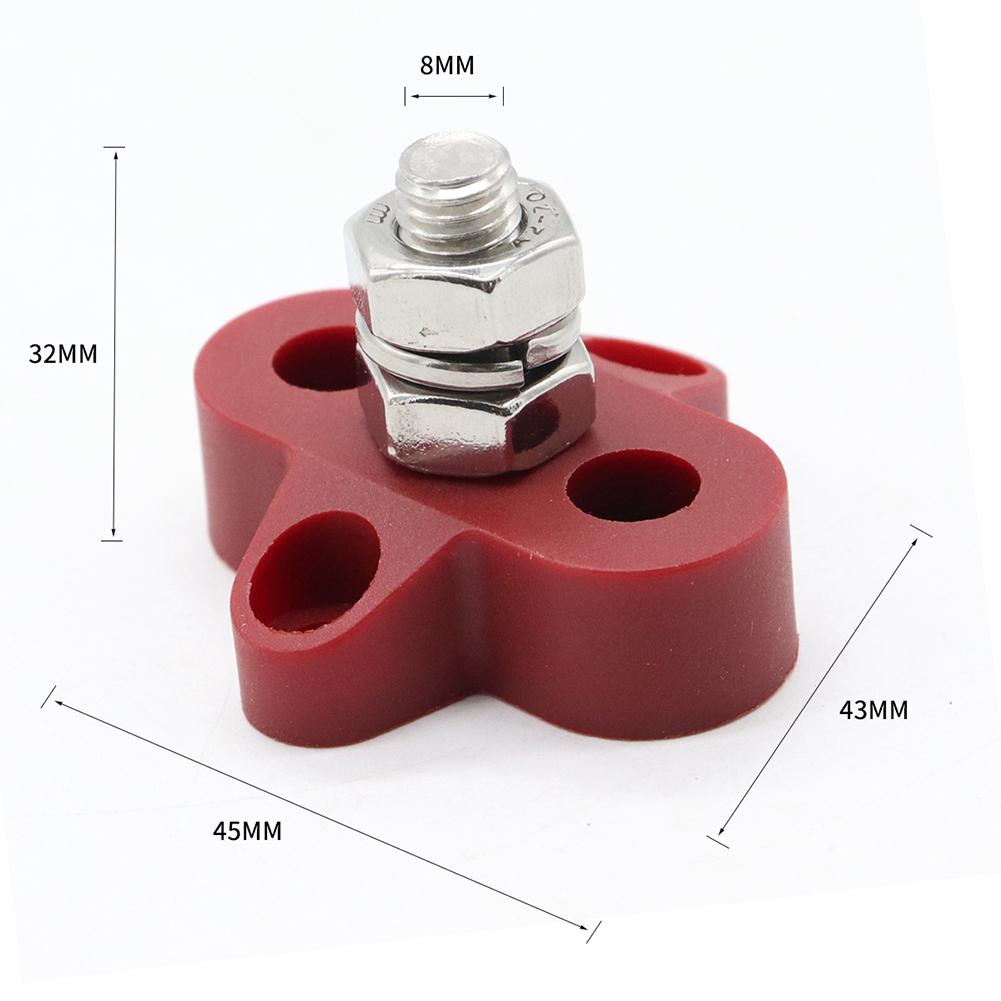 2pcs Bus Bar Terminal Blocks Single M8 Positive Power Distribution Studs