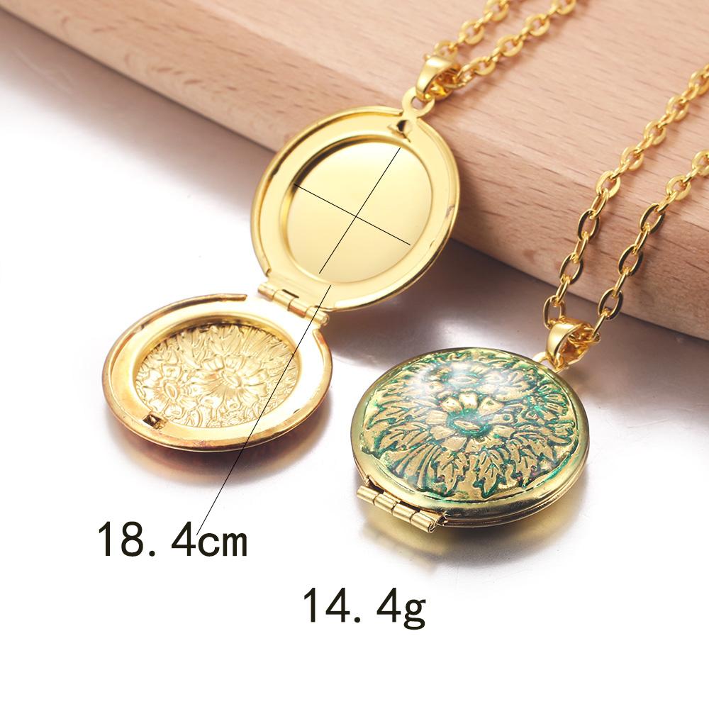 Golden Locket Pendant Mood Necklace Emotion Women Men Lovers Photo Frame Box Choker Necklaces Fashion Love Enamel Jewelry
