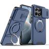 Magnetic Metal Ring Stand Armor Case For Xiaomi Poco X6 Pro Redmi K70E Slide Push Window Lens Protection TPU Plastic Phone Cover