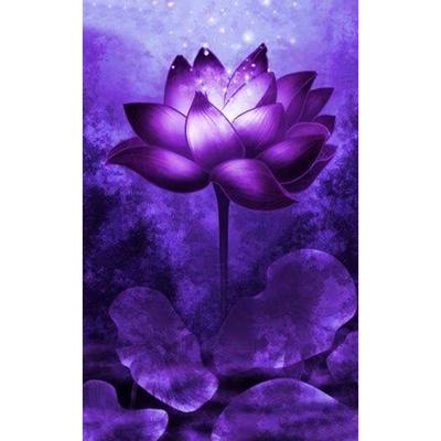 Full 5D Diy Diamond Painting Purple Lotus Diamond Embroidery Full Lay Cross Stitch Home Decor Handmade Gift