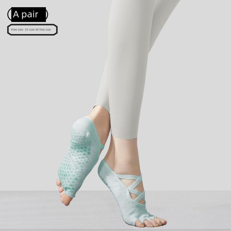 

Summer Yoga Socks Non Slip Professional Female Toe Socks Pilates Split Toe Indoor Sports Strap Wrap Open Toe Thin Dedicated [1 pair of Non Slip grip] multi-finger_Green