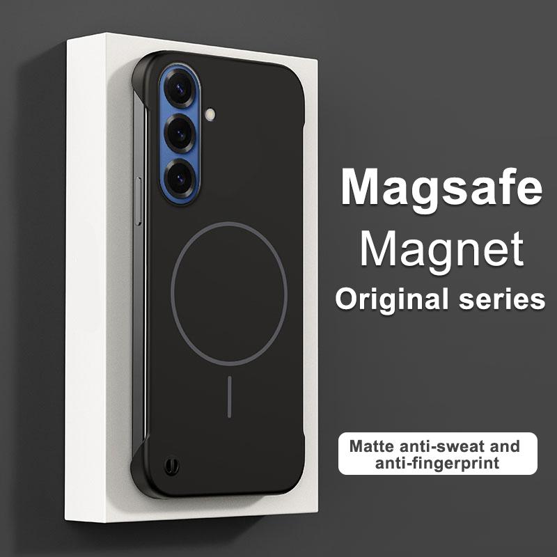 Rahmenlose Magnetische Handyhülle Für Samsung Galaxy S26 S25 Edge S24 FE S23 S22 Plus Note 20 Ultra Für Magsafe Harte PC-Rückseite