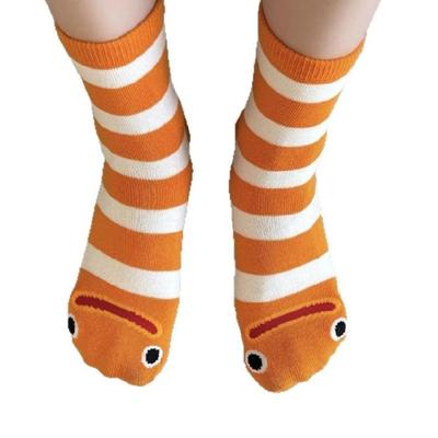 Everyday Lightweight Socks with Funny Eel Fish Stripe Print Quick Drying Fabric Breathable Middle Calf Socks For Women