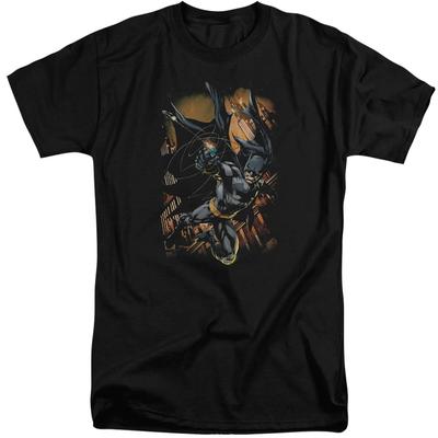 Batman Enterhaken Feuer Herren Großes T-Shirt Schwarz Offiziell Lizenziert