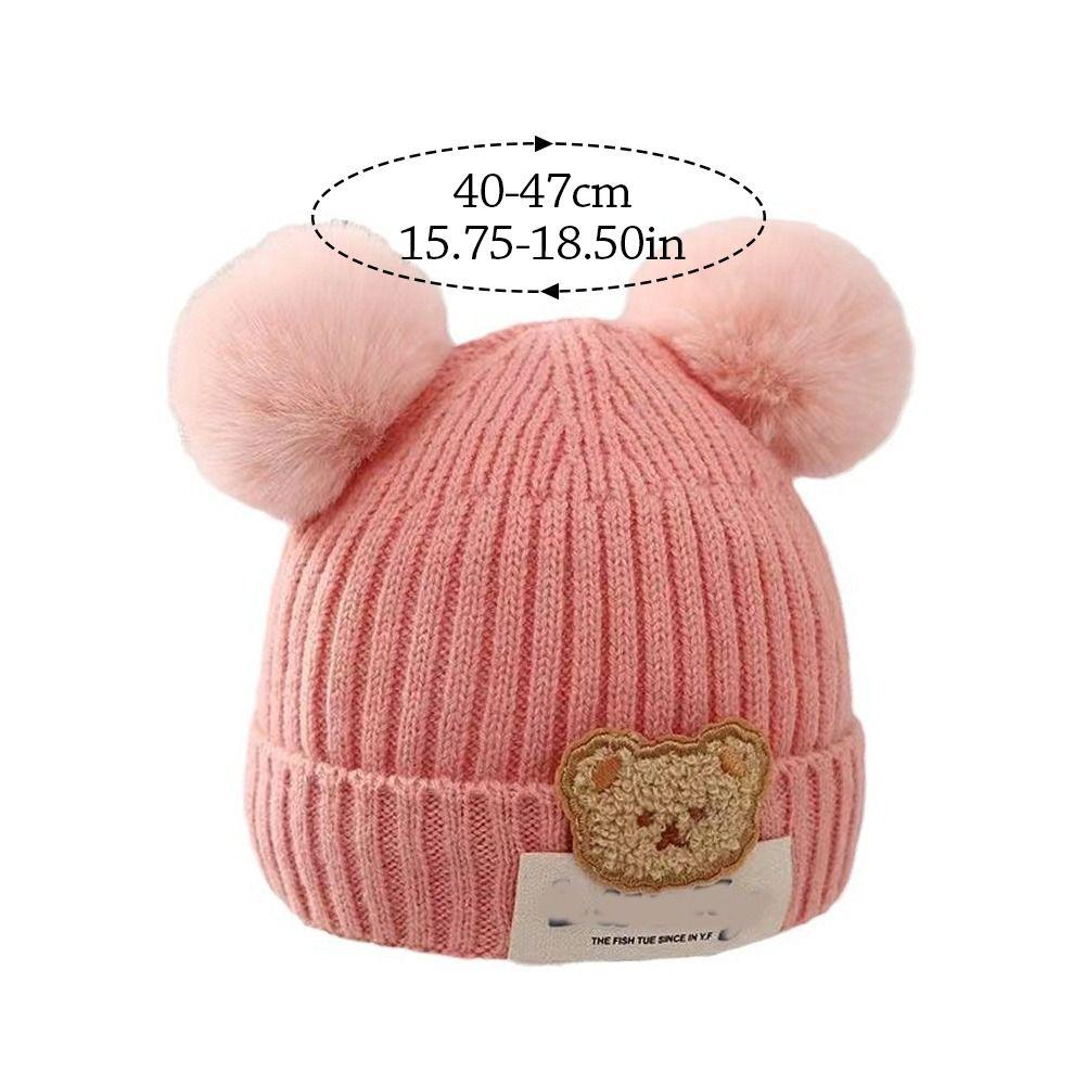 0-3Year Plush Ball Baby Knitted Hat Solid Color Beanie Hats Children Warm Cap  Baby Children Kids