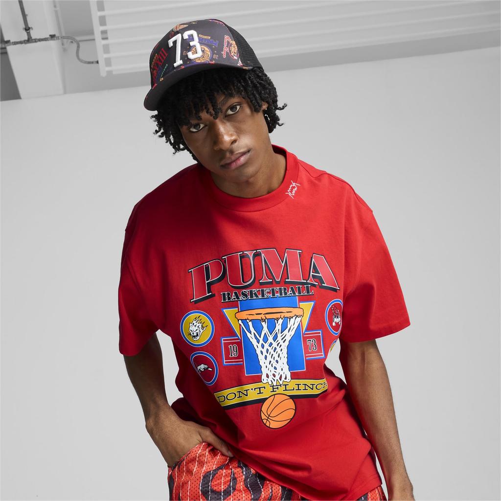 Basketball Hat Sunshade Basketball Trucker Cap Microfiber 025824 24th Color [PUMA] Autumn/Winter Black/AOP(01)