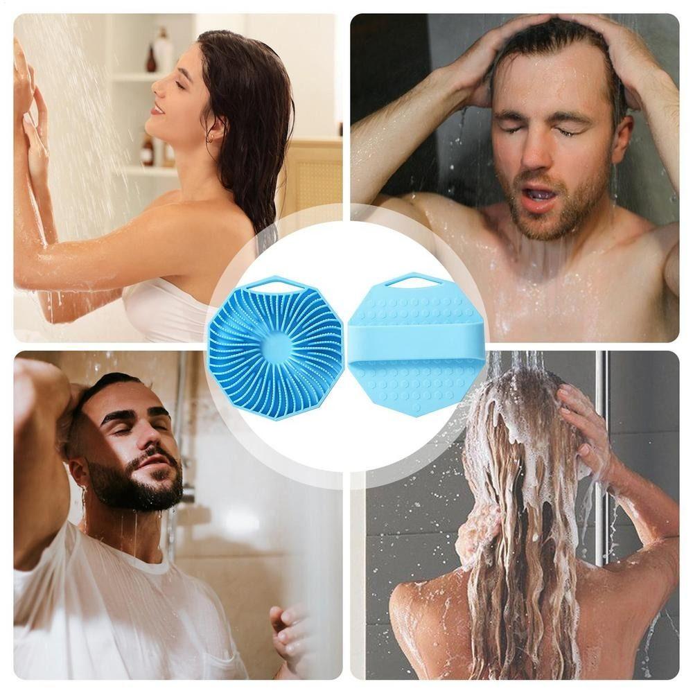 Polygon Silicone Bath Brushes Storage Hanging Drainage Body Exfoliating Skin Scrubber Easy To Clean