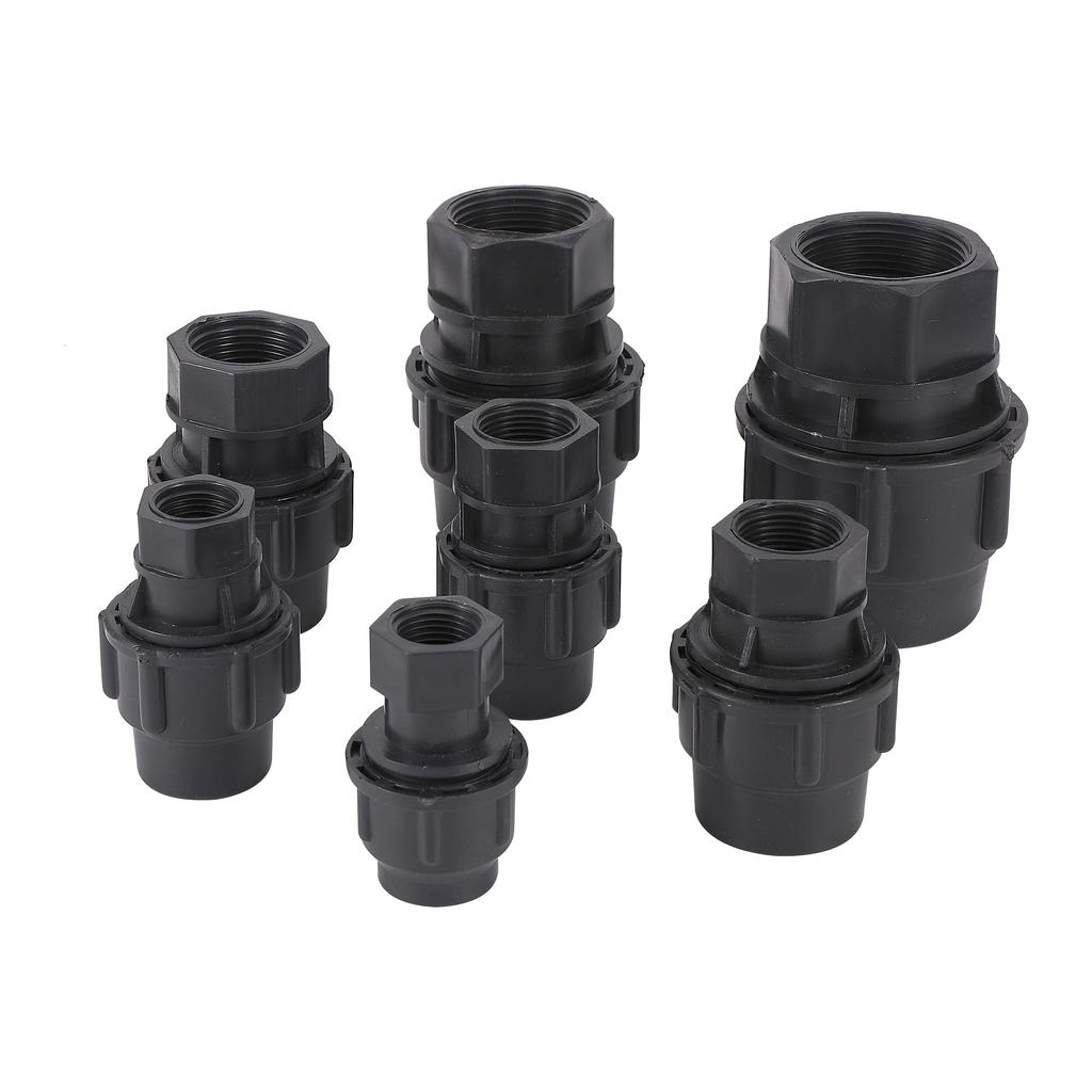 Black PE Pipe Conversion Fast Joint 1/2" 3/4" 1" 1.2" 1.5" Female Thread Reducing 20/25/32/40/50mm ID Irrigation Water Tube Join
