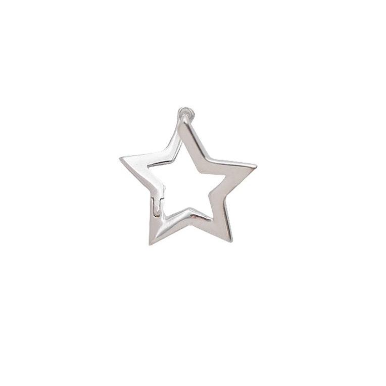 Retro Geometric Five-Pointed Silver Star Earrings for Women - Simple, High-End S925 Plated Ear Studs
