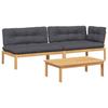 VidaXL Salon palette de jardin avec coussins 3pcs bois d'acacia massif, ensemble de table et de chaise de jardin, ensemble 3209319