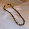 Tiger Eye Stone Beaded Necklace for Women - Light Luxury, Unique, Stackable Clavicle Chain for Autumn and Winter Fashion