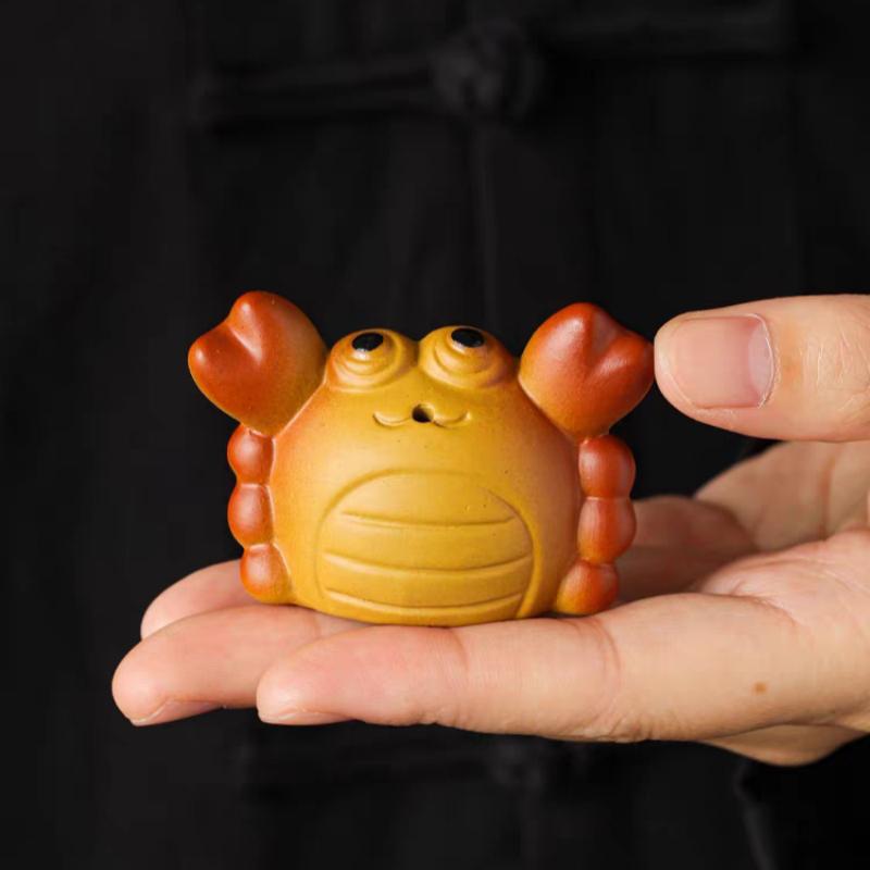 1pc Ceramic Crab Tea Pet , Whimsical Home Decor, Tea Accessory, Handcrafted Cute Crab Figurine with Expressive Eyes