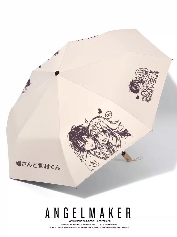 Hori and Miyamura Hori Kyoko Ito Anime Female Student Folding Umbrella for Sun and Rain Protection with Automatic Uv Protection