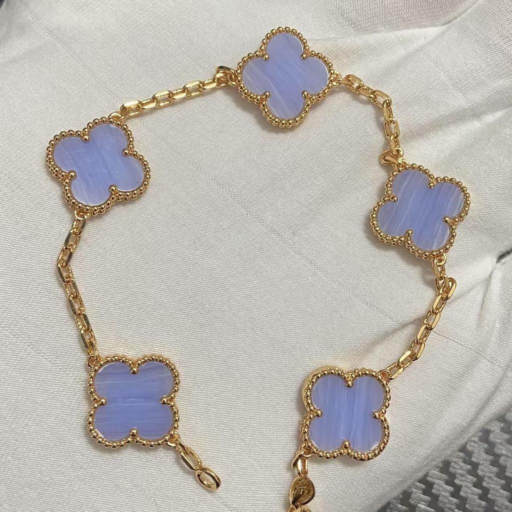 Nouă Versiune Brățară Trifoi cu Patru Foi Cinci Flori Agat Roșu Natural Sidef Alb Brățară Dama Brățară Laser