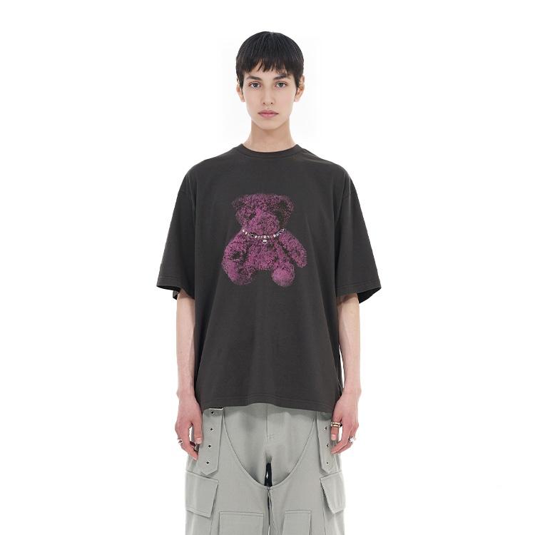 WE11DONE Ss25 Pearl Bear Round Neck Short Sleeve T-Shirt Unisex Tops WD-TT0-25-757-U-CH