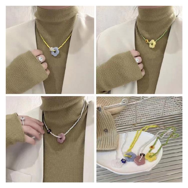 Flower Beaded Pendant Necklaces Small Chain Necklace Choker Pendant Necklaces