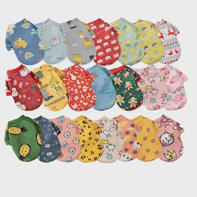 New Cute Cartoon Print Fleece Lined Warm Clothes for Small Dogs and Cats