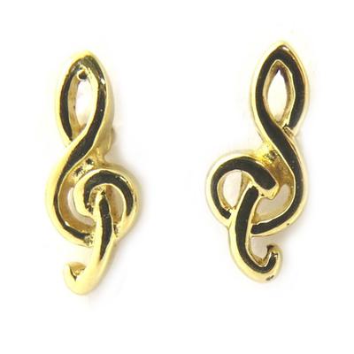 [M6983] - Brincos 'Clef de Sol' banhados a ouro
