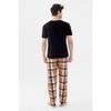 Men's Short Sleeve Cotton Plaid Patterned Teddy Bear Printed Pajama Set
