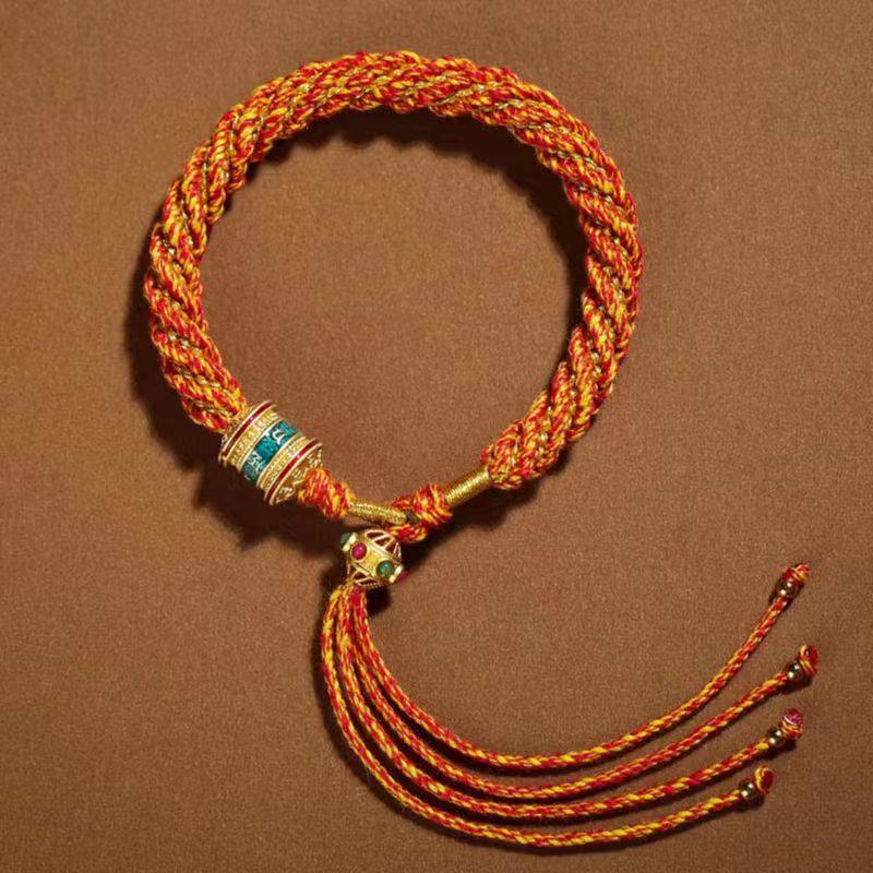 Colorful Tibetan Handmade Wealth God Bracelet – Cotton Thread Red String for Birth Year
