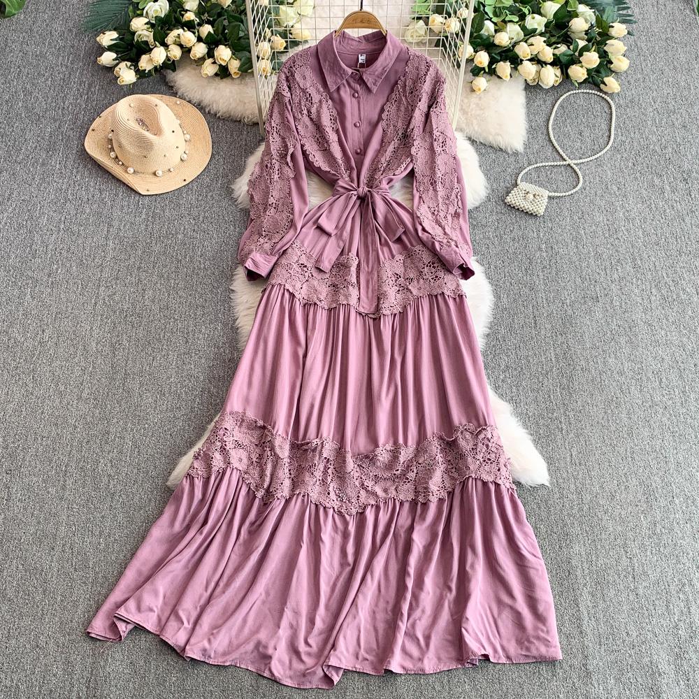 Sexy Chic Spleiset Blonder Rynket Kjole Elegant Koreansk Mote Slim Sommer Vintage Lang Kjole Dameklær