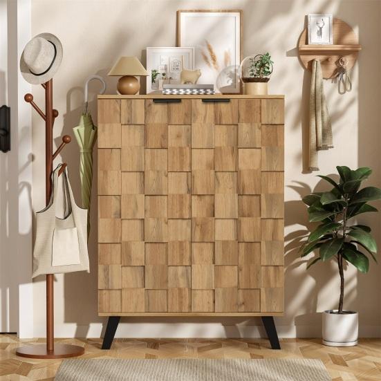 Sideboard, Modern Shoe Cabinet with 5 Compartments, Dimensions 80.5 X 35 X 109.5 Cm, Adjustable Shelves