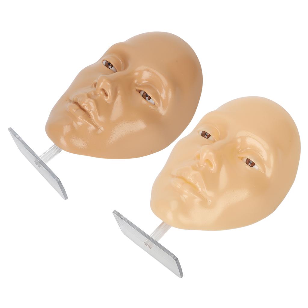 2 Set Makeup Practice Face 5D Silicone Full Face Makeup Mannequin Face with Stand for Emerging Makeup Artist