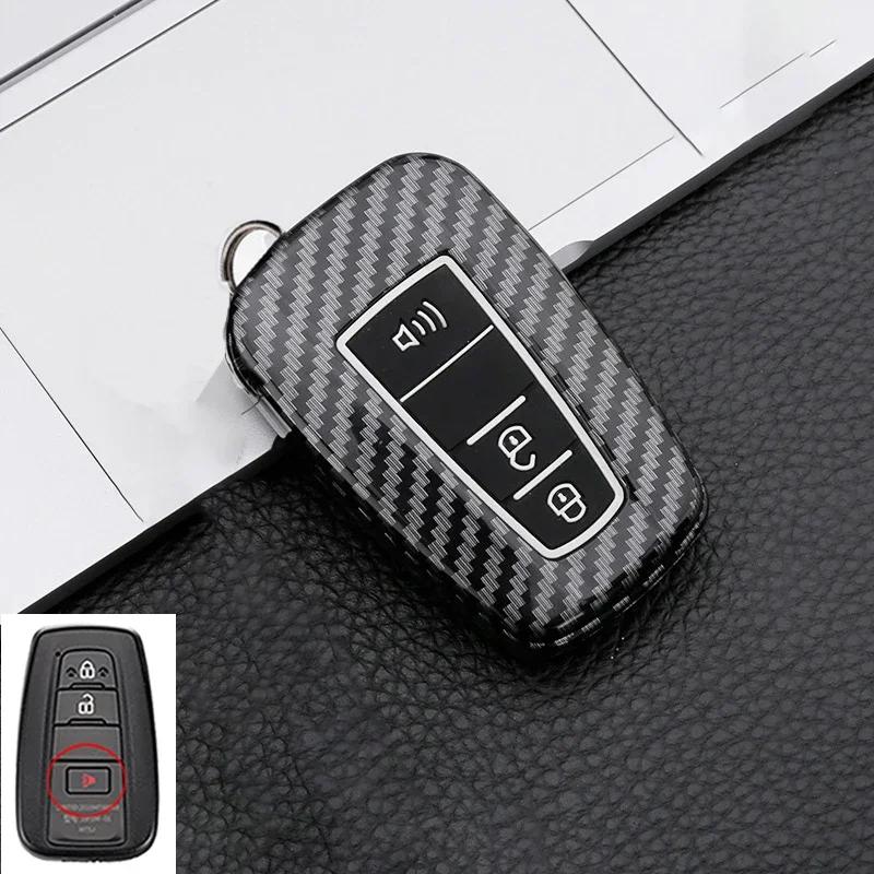ABS Carbon Fiber Car Key Case Cover Shell For Toyota Prius Camry Corolla CHR C-HR RAV4 Land Cruiser Prado Protector Accessories
