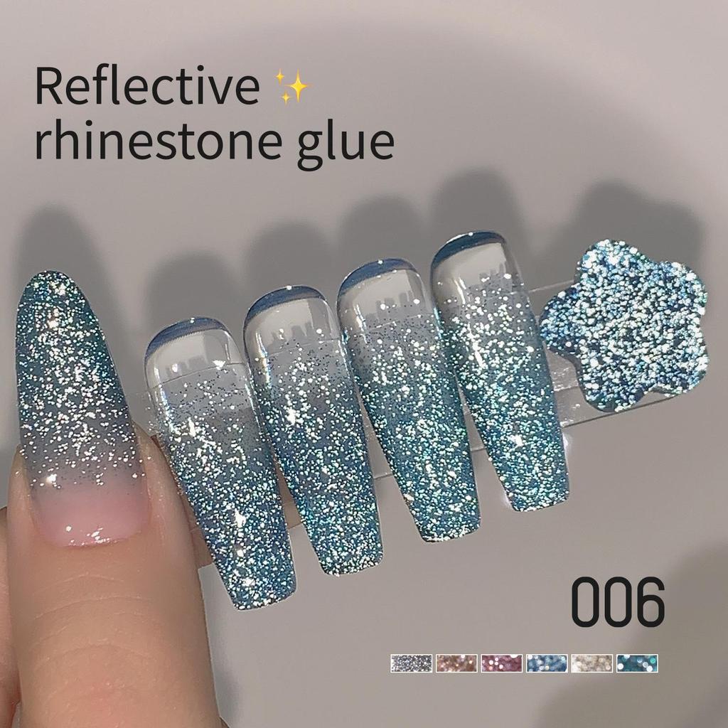 2025 Reflective Rhinestone Gel Polish - Super Sparkle Silver, Internet Trend, Nail Salon Exclusive
