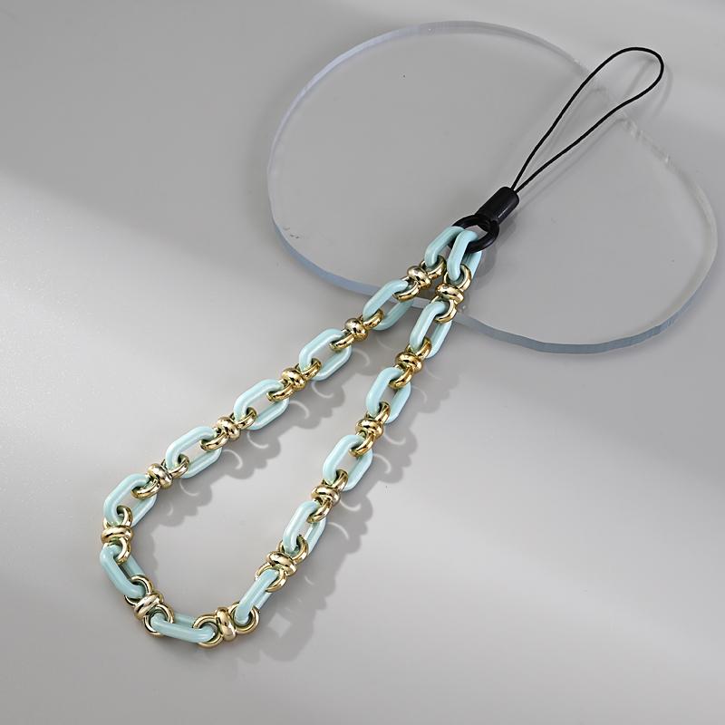 Classic Coloful Cellphone Hanging Cord Simple Metal Acrylic Beaded Mobile Phone Chain For Anti-Loss Telephone Lanyard Tether