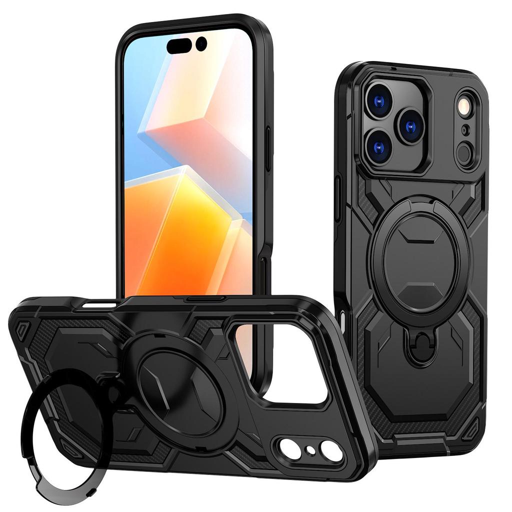 iPhone 17 Pro Max 360° Dönebilen Standlı Kılıf - Darbeye Dayanıklı Manyetik Savaşçı