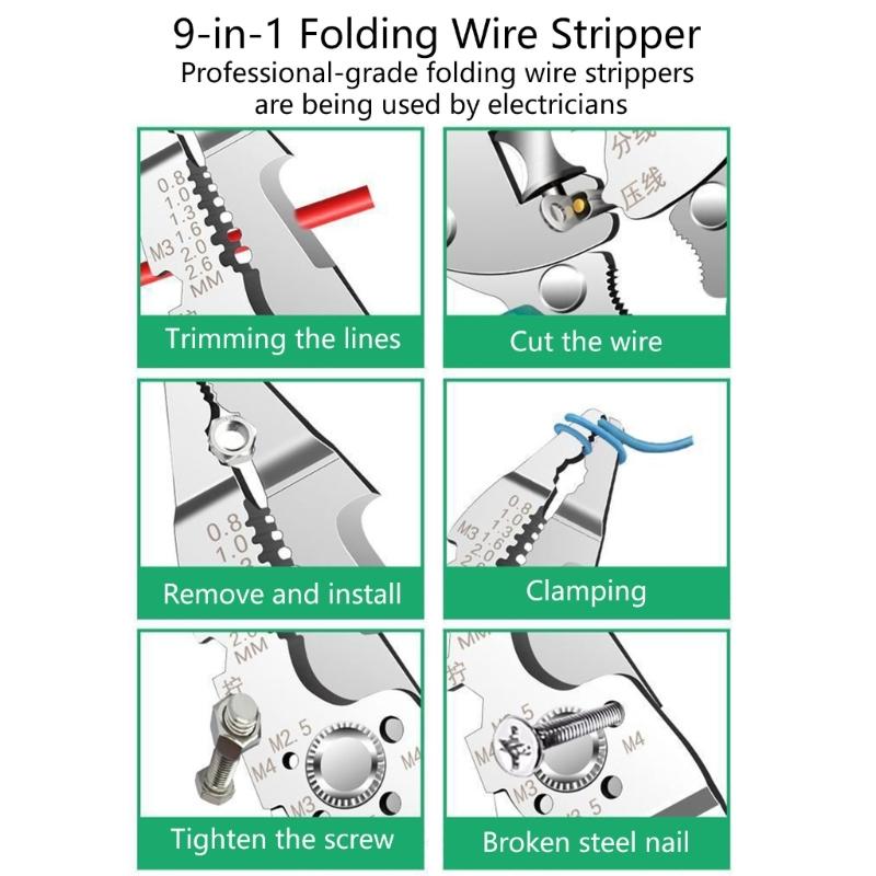 Professional Foldable Multifunction Wire Stripper Featuring Comfortable Grip Suitable For Electricians & DIY Enthusiasts