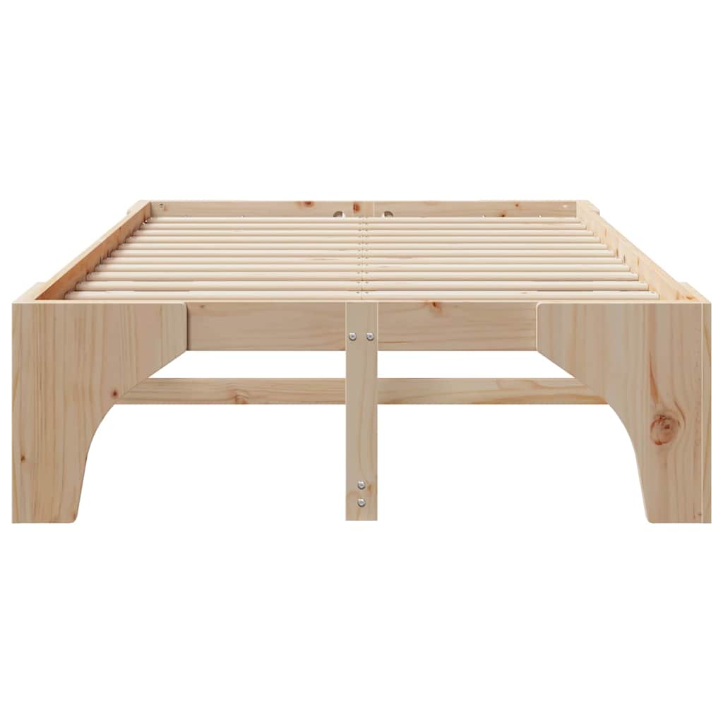 Bed Frame Brown 140 x 190 cm Solid Pine Wood